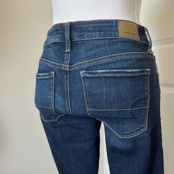 American Eagle Dark Wash Mid Rise Skinny Jeans Size 2 Short - Picture 3 of 6